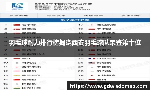 羽毛球耐力排行榜揭晓西安羽毛球队荣登第十位
